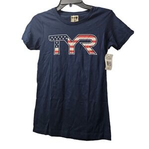 TYR Patriotic USA Flag Graphic T-Shirt Short Sleeve Top‎ Small